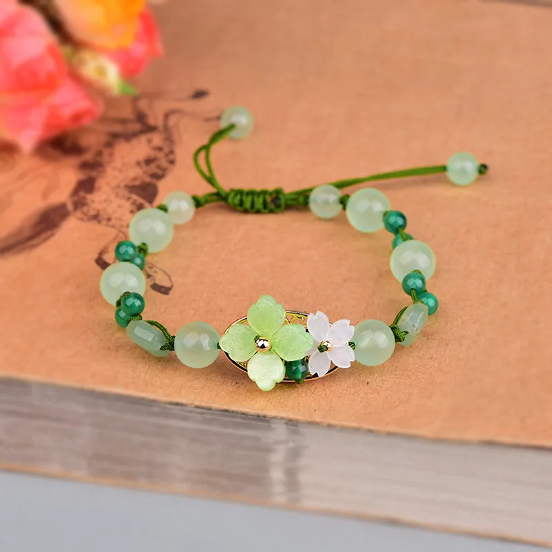 Bracelet Beaded Men - Зеленый нефритовый цветок браслет амулет бусины