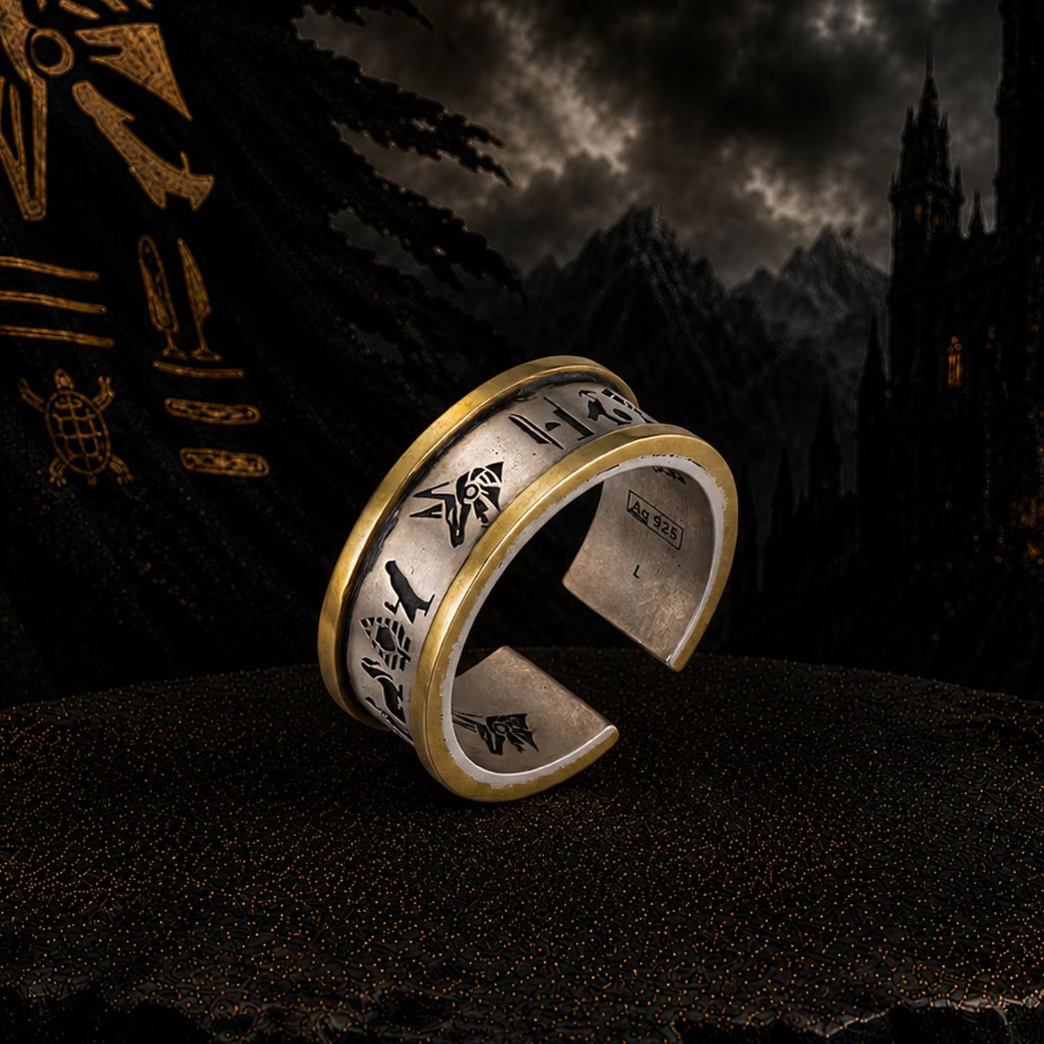 Men'S Accessories Jewelry Egypt - Мужское регулируемое кольцо из стерлингового серебра